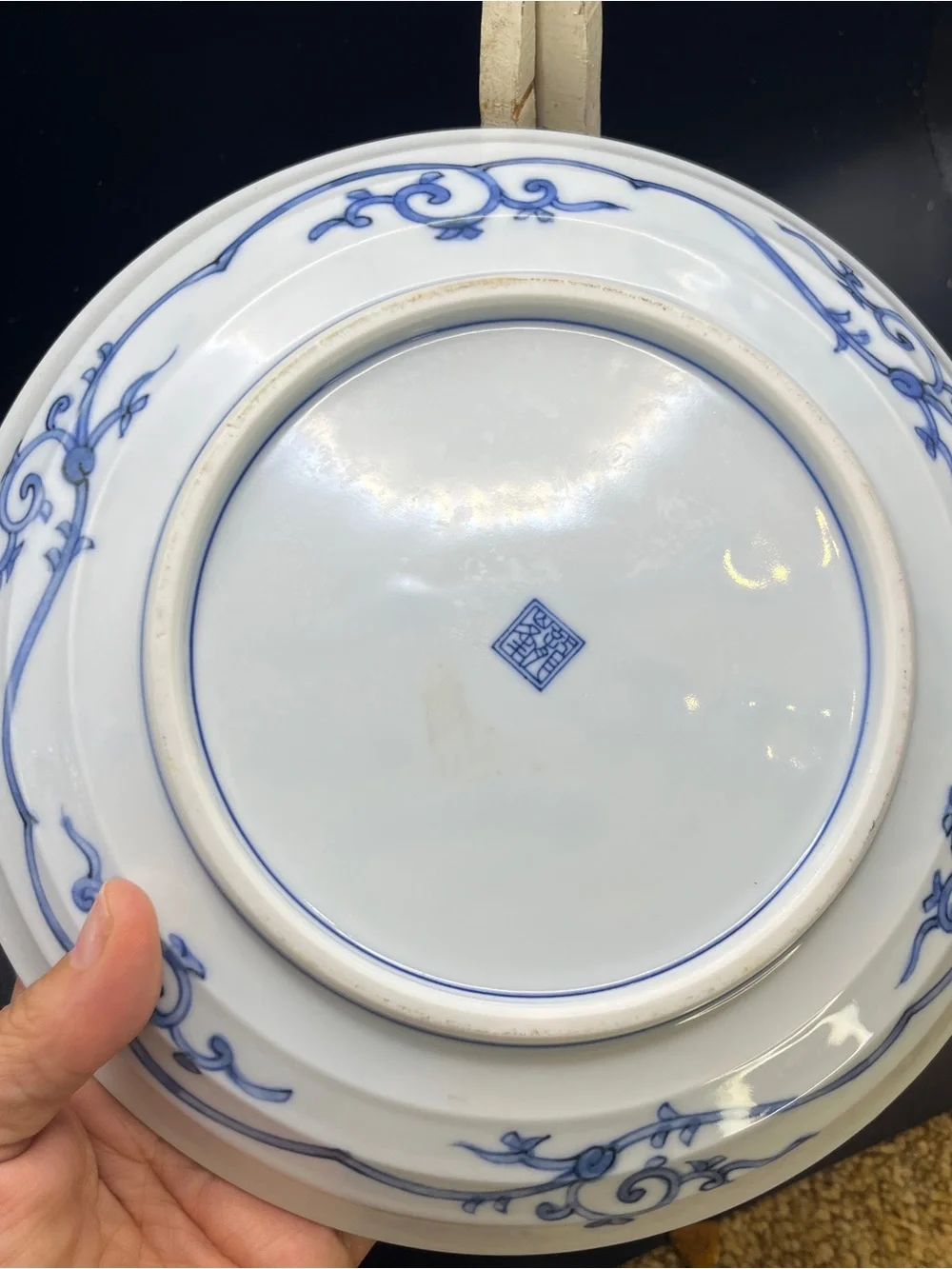 Ryuho Kiln Mino Ware Blue White Porcelain Plate Sanyo Pottery Ko-Imari Karakusa